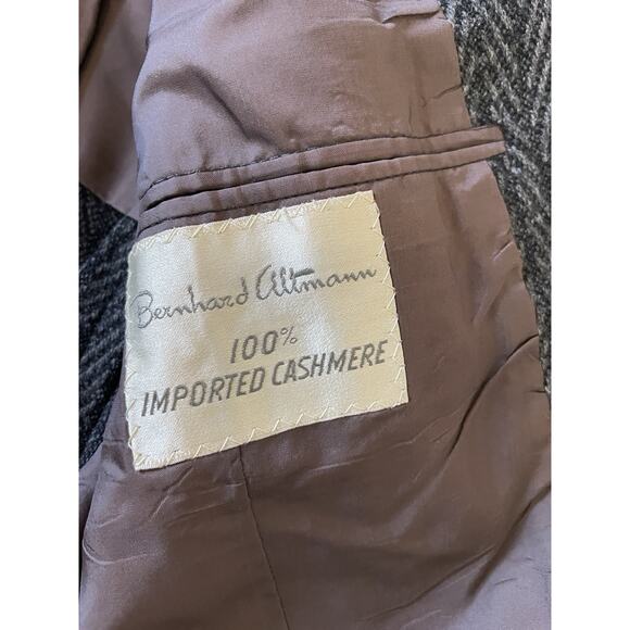 Vtg 50s Bernhard Altmann Cashmere Grey Blazer Herringbone 42”chest Academia - Picture 5 of 12